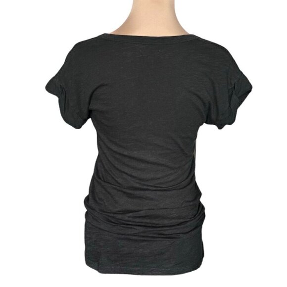 Madewell Hi-Line Fitted Long Tee T-Shirt Sz. XS Black Short Rolled Sleeves - Picture 3 of 11